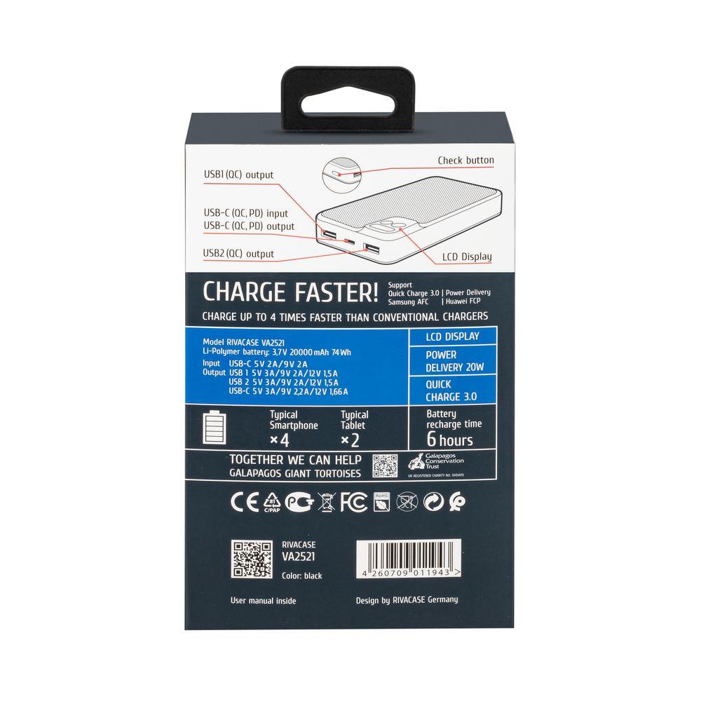 POWER BANK USB 20000MAH/VA2521 RIVACASE 7