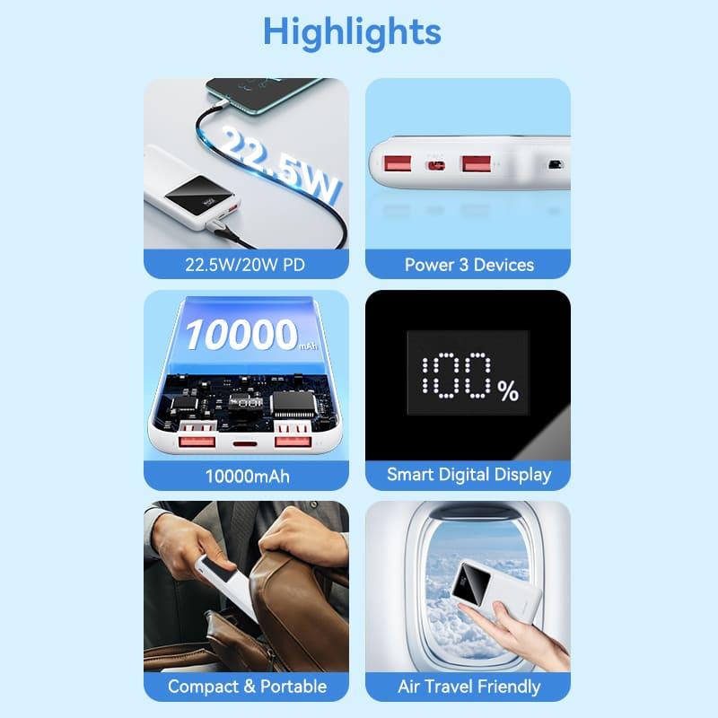 POWER BANK USB 10000MAH 22.5W/BLACK FHKB0 VENTION 3