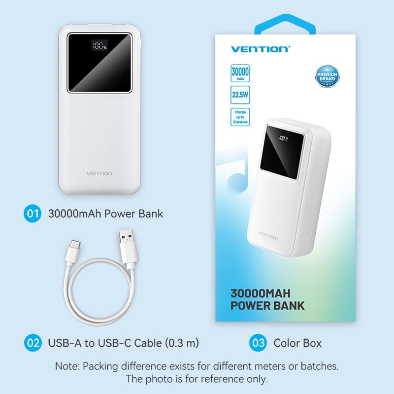 POWER BANK USB 30000MAH 22.5W/BLACK FHMB0 VENTION 14