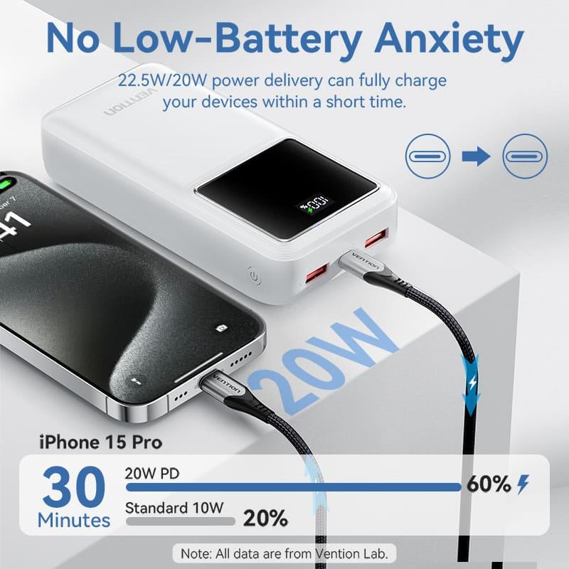 POWER BANK USB 30000MAH 22.5W/BLACK FHMB0 VENTION 7