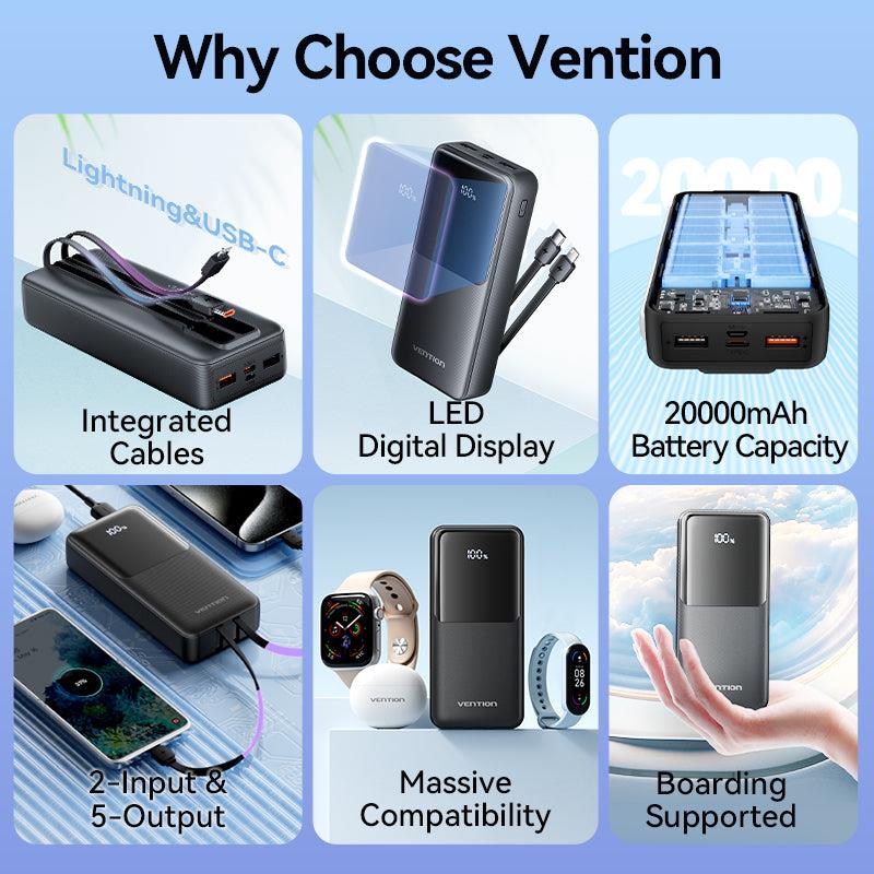 POWER BANK USB 20000MAH 22.5W/BLACK FHPB0 VENTION 3