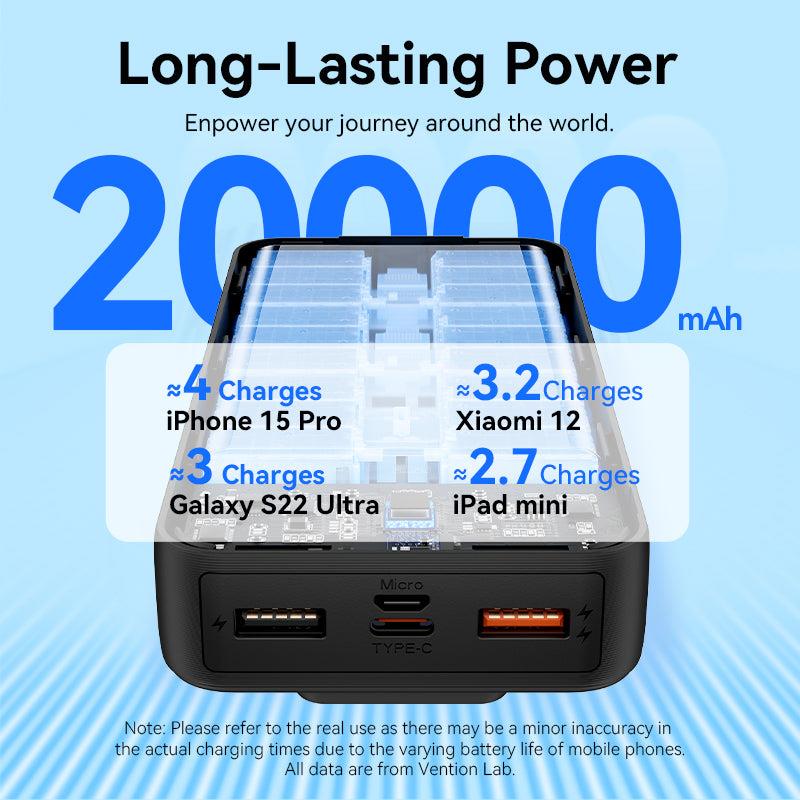 POWER BANK USB 20000MAH 22.5W/BLACK FHPB0 VENTION 8