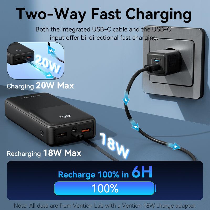 POWER BANK USB 20000MAH 22.5W/BLACK FHPB0 VENTION 10