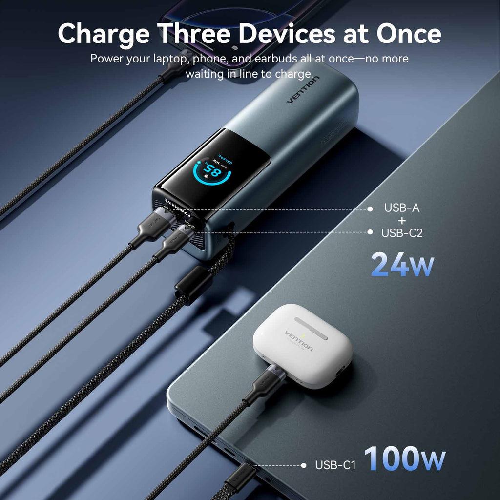 POWER BANK USB 20000MAH 165W/GRAY TFT DISPLAY FKFH0 VENTION 9