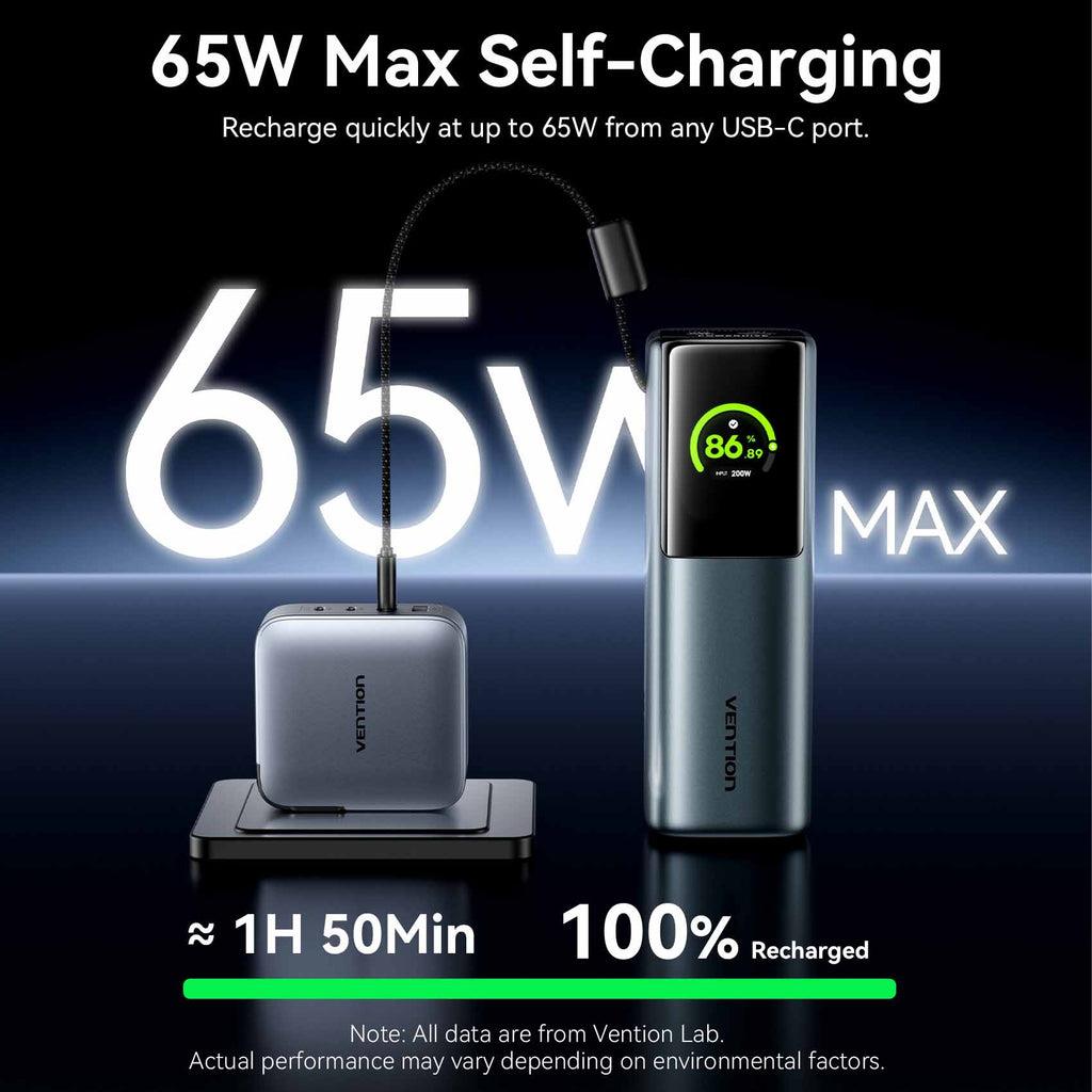 POWER BANK USB 20000MAH 165W/GRAY TFT DISPLAY FKFH0 VENTION 10