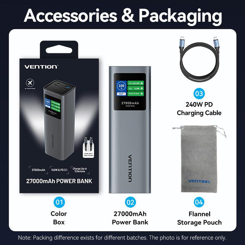 POWER BANK USB 27000MAH 140W/FKEH0 VENTION 20