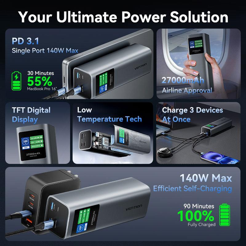 POWER BANK USB 27000MAH 140W/FKEH0 VENTION 9